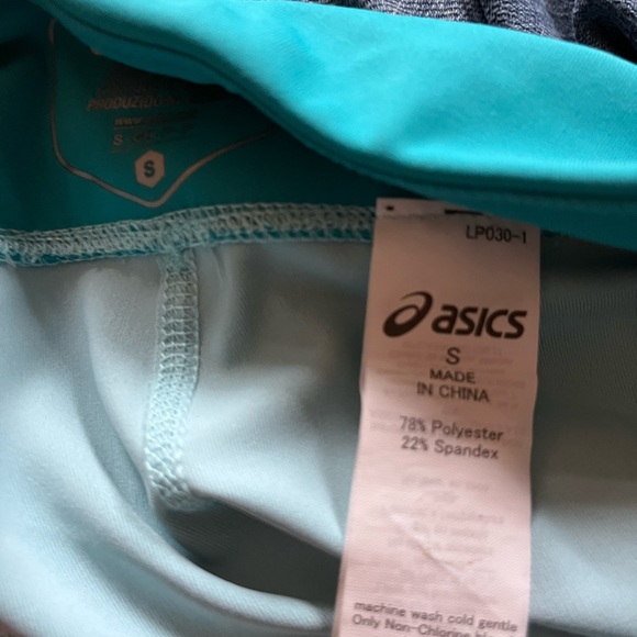 ASICS Small Workout Leggings White and Teal - Picture 3 of 3